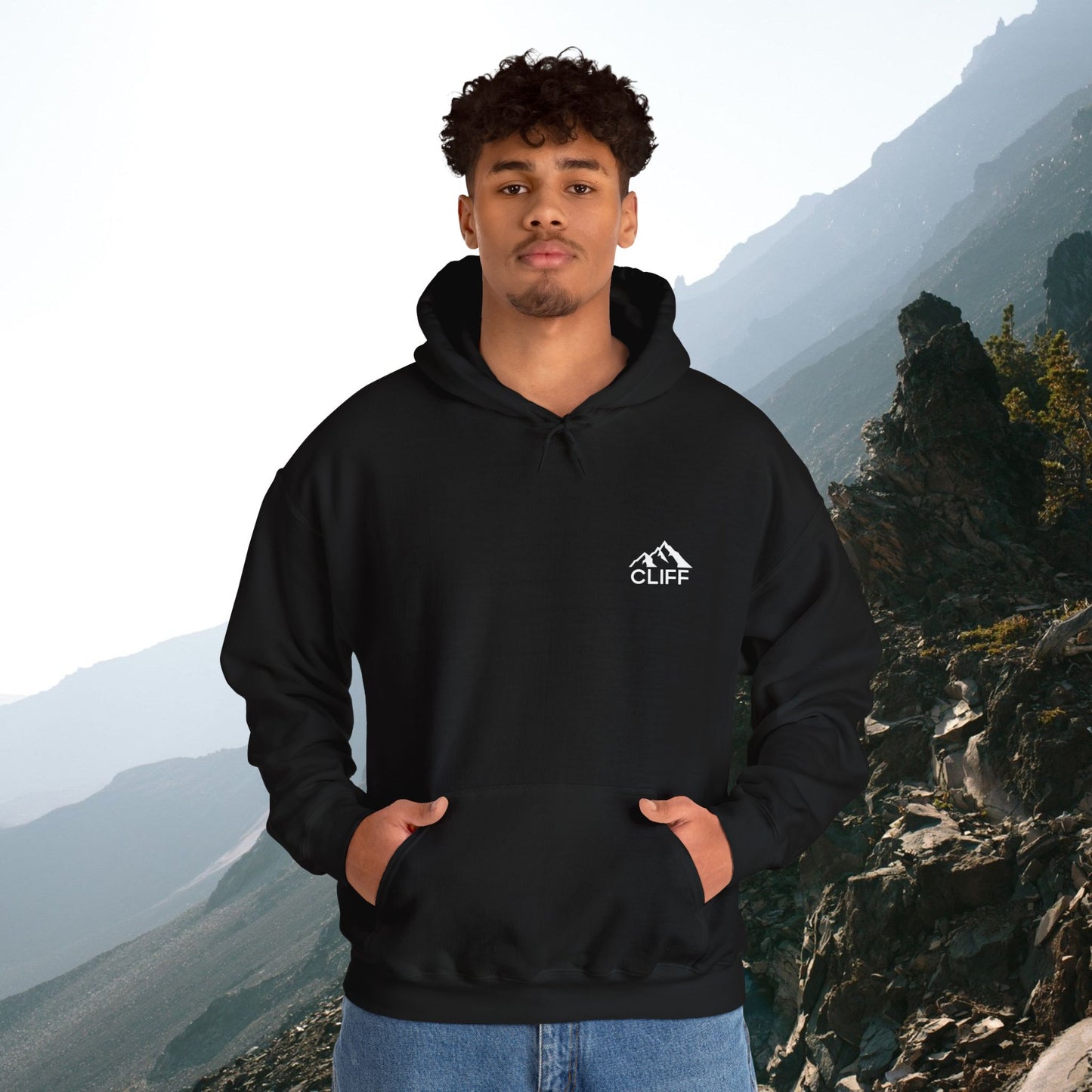 Cozy Cliff Unisex Hooded Sweatshirt - Perfect for Outdoor Adventures