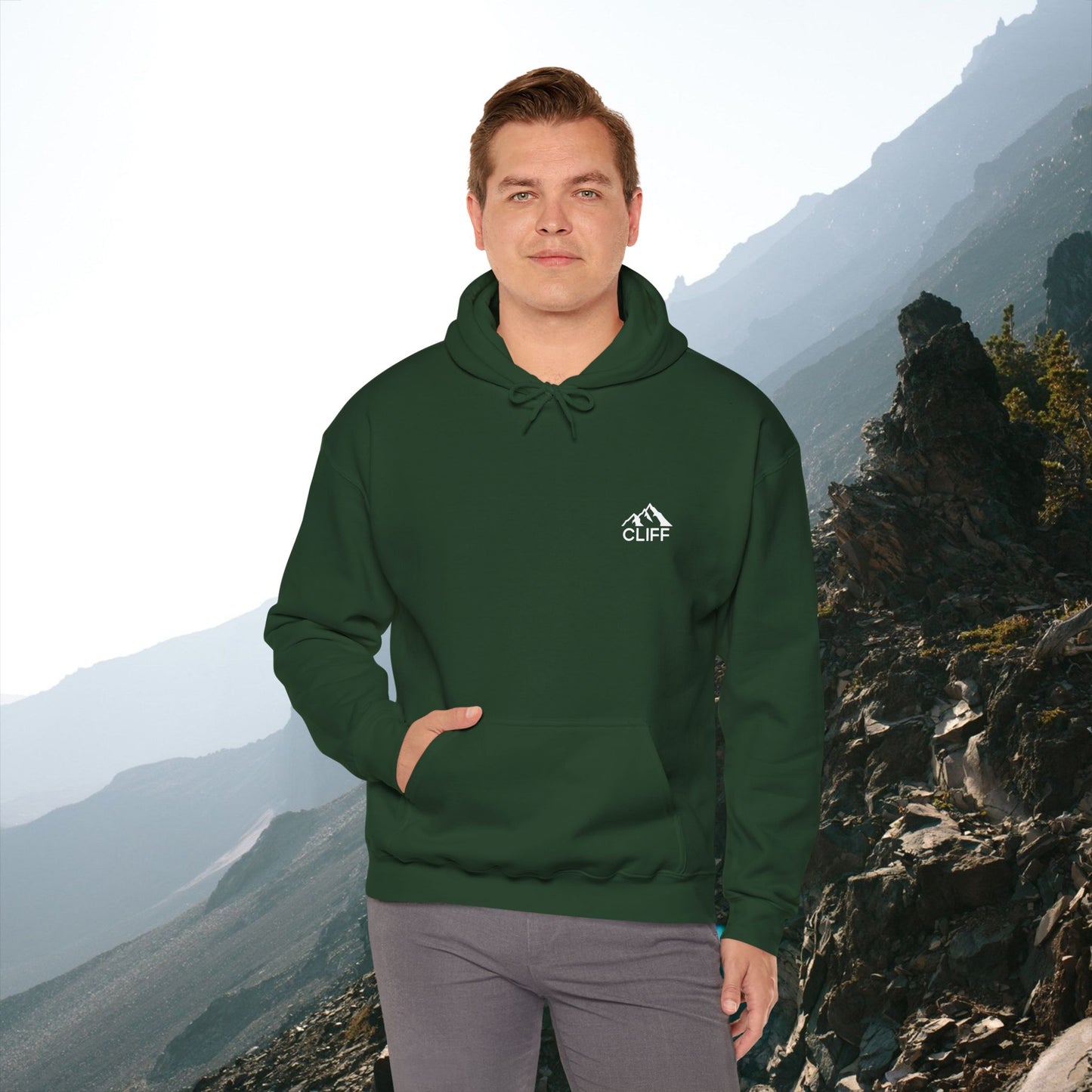 Cozy Cliff Unisex Hooded Sweatshirt - Perfect for Outdoor Adventures
