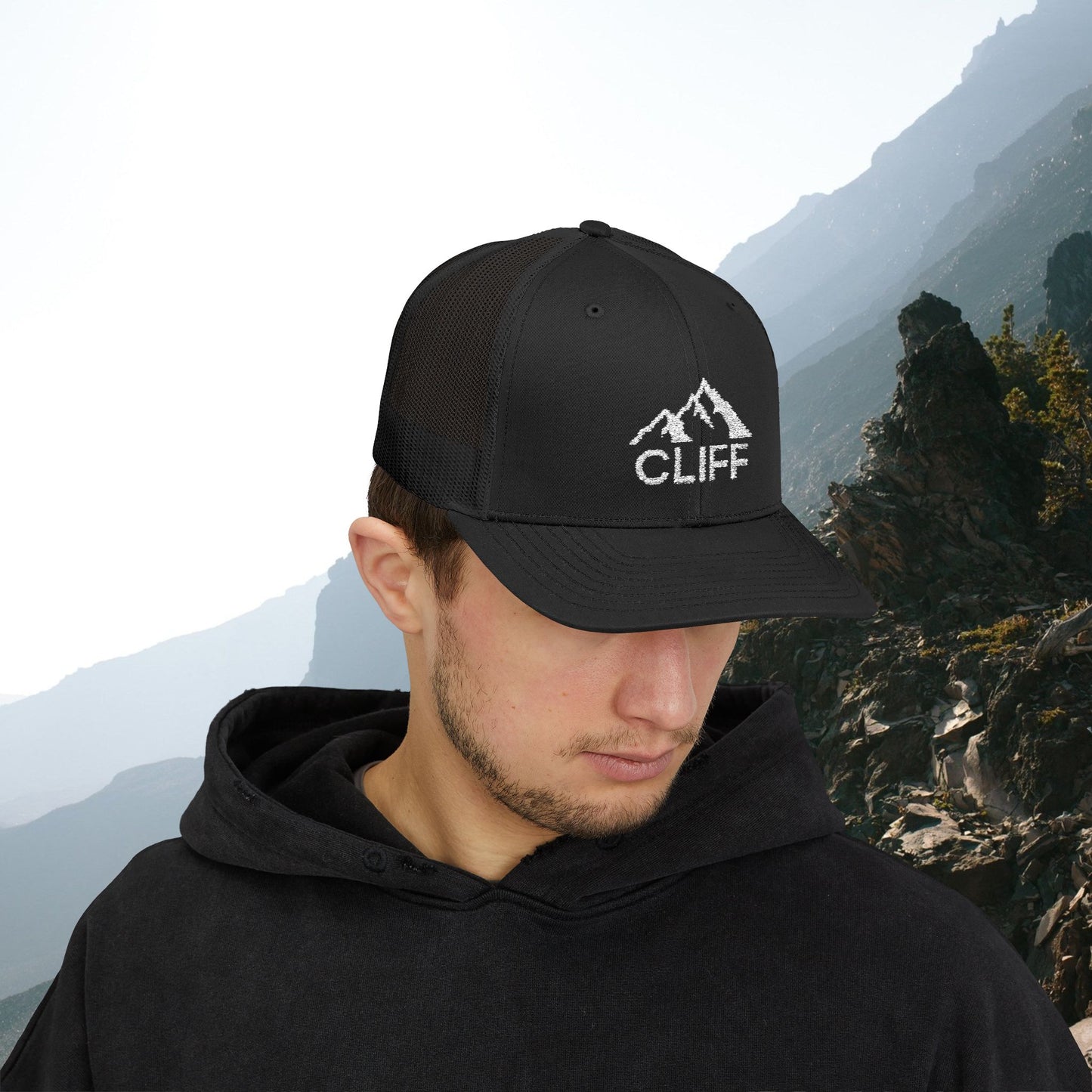 Mountain Cliff Snapback Trucker Cap - Perfect for Outdoor Adventures