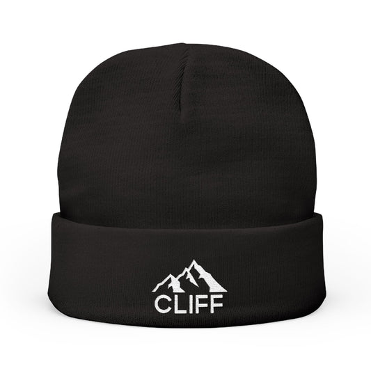 Mountain Adventure Knit Beanie with Embroidery - Cliff